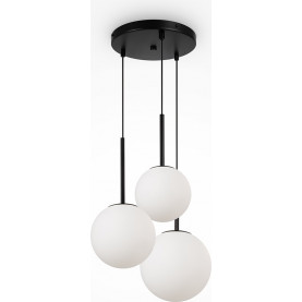 Lampa wisząca 3 szklane kule Basic Form 40cm biało-czarna Maytoni