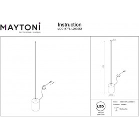 Lampa podłogowa minimalistyczna Flow LED 145cm mosiężna Maytoni.  Elegancka, smukła konstrukcja z mosiężną podstawą i białym, ledowym źródłem światła.  Wysokość 145cm.  Prosty, nowoczesny design.  Włącznik nożny. Idealne oświetlenie do salonu lub sypialni. 2