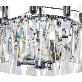 Żyrandol kryształowy wiszący Puntes 77cm chromowany Maytoni. Elegancki żyrandol glamour z chromowanym wykończeniem i kryształowymi elementami. Trójwarstwowa konstrukcja, 12 źródeł światła. Idealny do salonu lub jadalni. Średnica 77cm. 2