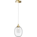 Lampa wisząca szklana glamour Aura 19cm przeźroczysty / biały / mosiądz Maytoni