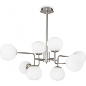 Lampa wisząca 8 szklanych kul Erich 96cm opal / nikiel Maytoni