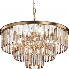 Żyrandol kryształowy Revero 50cm bursztynowy/złoty Maytoni. Elegancki żyrandol glamour z kryształowymi elementami w odcieniach bursztynu i złota. Okrągły, wiszący na łańcuchu. Idealny do wnętrz pałacowych i luksusowych. Piękne, precyzyjne wykonanie. 2