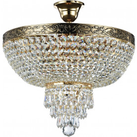 Plafon kryształowy Palace 40cm, antyczny złoty Maytoni. Elegancki plafon na żarówki E27 z kryształowymi zawieszkami. Złoty, ozdobny design. Idealny do klasycznych wnętrz. Średnica 40cm. 2