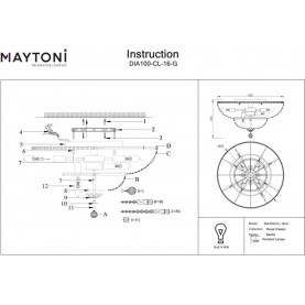 Plafon kryształowy złoty glamour Basfor Maytoni 60,5cm. Przepiękny plafon z kryształami, złota oprawa, przeźroczyste kryształy. Elegancki design, idealny do salonu lub sypialni. Średnica 60,5cm. 2