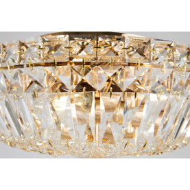 Plafon kryształowy złoty glamour Basfor 30cm Maytoni. Przeźroczyste kryształy, złota oprawa. Elegancki, nowoczesny design. Idealny do salonu lub sypialni. Średnica 30cm. Zawiera żarówki. 2