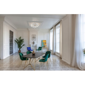 Plafon kryształowy Basfor 30cm, Maytoni. Przeźroczyste kryształy i nikiel. Elegancki plafon glamour, idealny do salonu lub sypialni. 30cm średnicy, z centralnym kryształowym elementem. Nowoczesny design, wysoka jakość wykonania. Plafon na żarówki (ilość wg specyfikacji). 2