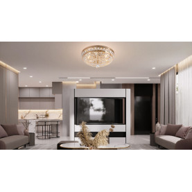 Plafon kryształowy Ottilia 32cm, złoty glamour. Przeźroczyste kryształy i antyczne złote wykończenie. Elegancki design, idealny do nowoczesnych i klasycznych wnętrz. Średnica 32cm. Maytoni. 2