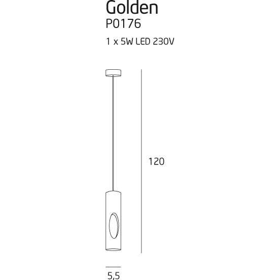 Dekoracyjna Lampa wisząca tuba Golden 5,5 Czarna/Złota MaxLight do salonu, sypialni i poczekalni.