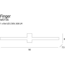 Kinkiet łazienkowy podłużny Finger 90 LED Biały IP54 MaxLight do łazienki i nad lustro.