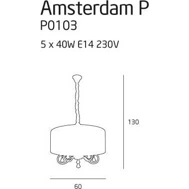 Lampa wisząca glamour z abażurem Amsterdam 60 Chrom/Biały MaxLight do sypialni, salonu i kuchni.
