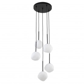 Lampa wisząca szklana 5 punktowa Misty 37cm biały / czarny TK Lighting