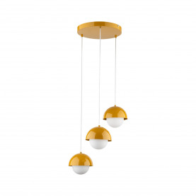 Lampa wisząca potrójna ze szklanymi kulami Bono Ochra 31,5cm żółty / biały TK Lighting