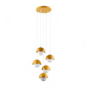 Lampa wisząca 5 punktowa ze szklanymi kulami Bono Ochra 32cm żółty / biały TK Lighting