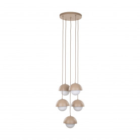Lampa wisząca 5 punktowa ze szklanymi kulami Bono Sabia 32cm beż / biały TK Lighting
