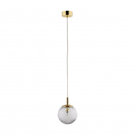 Lampa wisząca dekoracyjna szklana kula Cadix 14cm przeźroczysty / złoty TK Lighting