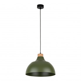 Lampa wisząca z drewnem Cap 34cm zielona TK Lighting