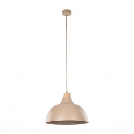 Lampa wisząca z drewnem Cap Sabia 34cm beżowo-krewmowa TK Lighting