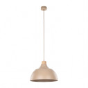 Lampa wisząca z drewnem Cap Sabia 34cm beżowo-krewmowa TK Lighting