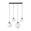 Lampa wisząca 4 szklane kule na listwie Esme 87cm biało-czarna TK Lighting