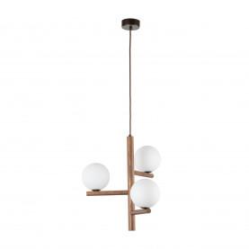 Lampa wisząca szklana 3 kule Estera 33cm biały / orzech TK Lighting
