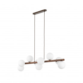 Lampa wisząca szklana 9 kul Estera 117cm biały / orzech TK Lighting
