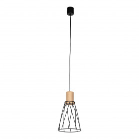 Lampa wisząca druciana Modesto Wood 16cm czarny / sosna TK Lighting