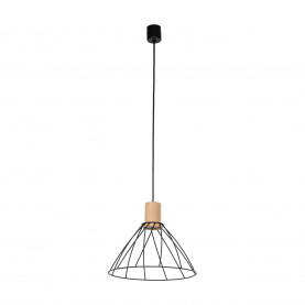 Lampa wisząca druciana Modesto Wood 29,5cm czarny / sosna TK Lighting