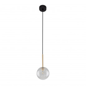 Lampa wisząca szklana kula Nilos 12cm przeźroczysty / złoty / czarny TK Lighting