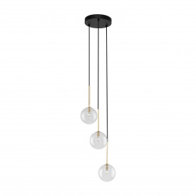 Lampa wisząca / żyrandol szklany 3 kule Nilos 25cm przeźroczysty / złoty / czarny TK Lighting