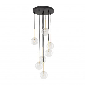 Lampa wisząca / żyrandol szklany 7 kul Nilos 37cm przeźroczysty / złoty / czarny TK Lighting