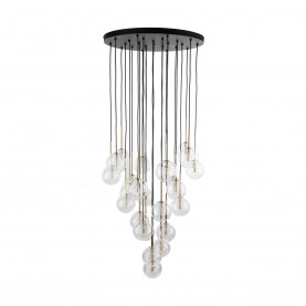 Lampa wisząca / żyrandol szklany 26 kul Nilos 62cm przeźroczysty / złoty / czarny TK Lighting