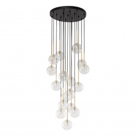 Lampa wisząca / żyrandol szklany 17 kul Nilos 52cm przeźroczysty / złoty / czarny TK Lighting