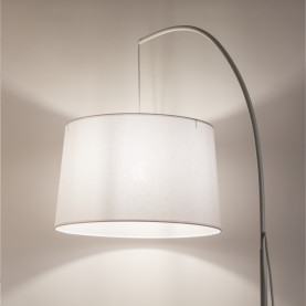 Lampa podłogowa Orta 200cm biała TK Lighting - lampa stojąca łukowa z białym abażurem. Elegancka, nowoczesna, 200cm wysokości. Biały metalowy stelaż, duży biały abażur z tkaniny. Idealne oświetlenie salonu lub sypialni. 2