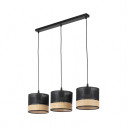 Lampa boho 3 punktowa na listwie Paglia New 60cm czarny / plecionka TK Lighting