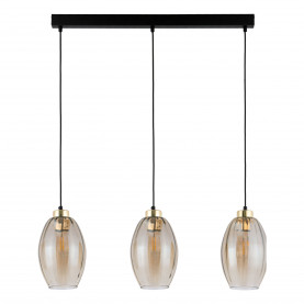 Lampa wisząca szklana retro na listwie Sebo III 80cm bursztynowa TK Lighting