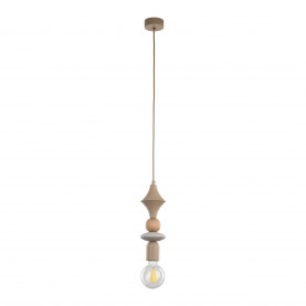 Lampa wisząca żarówka z dekoracyjną oprawką Tower Sabia Wood 10cm beżowa TK Lighting