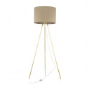 Lampa na złotym trójnogu z lnianym abażurem Umberto 160cm TK Lighting