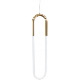 Stylowa Lampa wisząca designerska U-shape 13 LED biało-mosiężna Step Into Design do salonu i jadalni