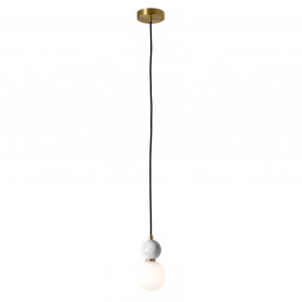 Lampa wisząca kula z marmurem Bilo 10cm biały / mosiądz Yaskr