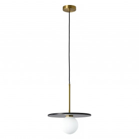 Lampa wisząca kula z marmurowym dyskiem Bilo 30cm czarny / mosiądz Yaskr