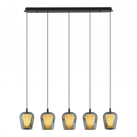 Lampa wisząca nowoczesna Keso LED V 90cm czarny / szkło dymione Yaskr