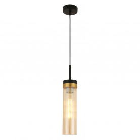 Lampa wisząca szklana tuba ryflowana Malika 8cm szkło miodowe Yaskr