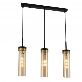 Lampa wisząca szklane tuby ryflowane Malika III 55cm szkło miodowe Yaskr