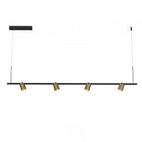 Lampa wisząca podłużna z reflektorkami Slide LED 200cm czarny / szczotkowany mosiądz Yaskr