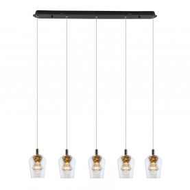 Lampa wisząca glamour Tasa LED V 90cm szkło transparentne / różowe złoto Yaskr