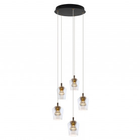 Lampa wisząca glamour Tasa Round LED V 30cm szkło transparentne / różowe złoto Yaskr
