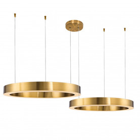 Lampa wisząca 2 ringi z pilotem Circle LED 60+60cm mosiądz Step Into Design