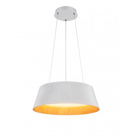 Lampa wisząca z ryflowanym kloszem Frill LED 45cm biały / drewno Step Into Design