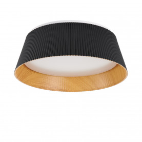 Plafon z ryflowanym kloszem Frill LED 45cm czarny / drewno Step Into Design