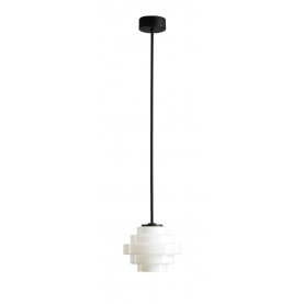 Lampa sufitowa szklana Filo Milky 14cm H71cm mleczne szkło / czarny Aldex